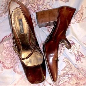 Dolce & Gabbana Tigers Eye Block Heel Mary Jane 40